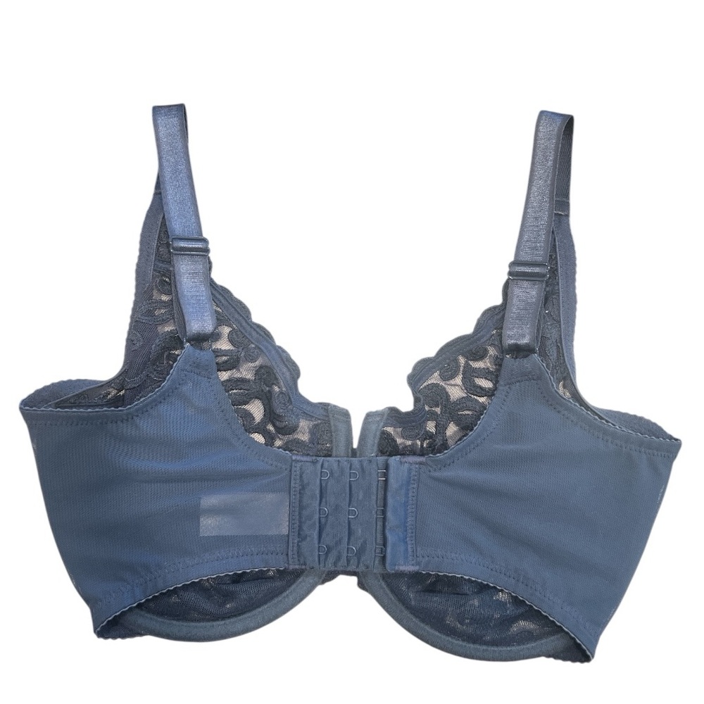 Wacoal arabesque lace full coverage semi sheer underwire slate blue 32DDD - Picture 2 of 4